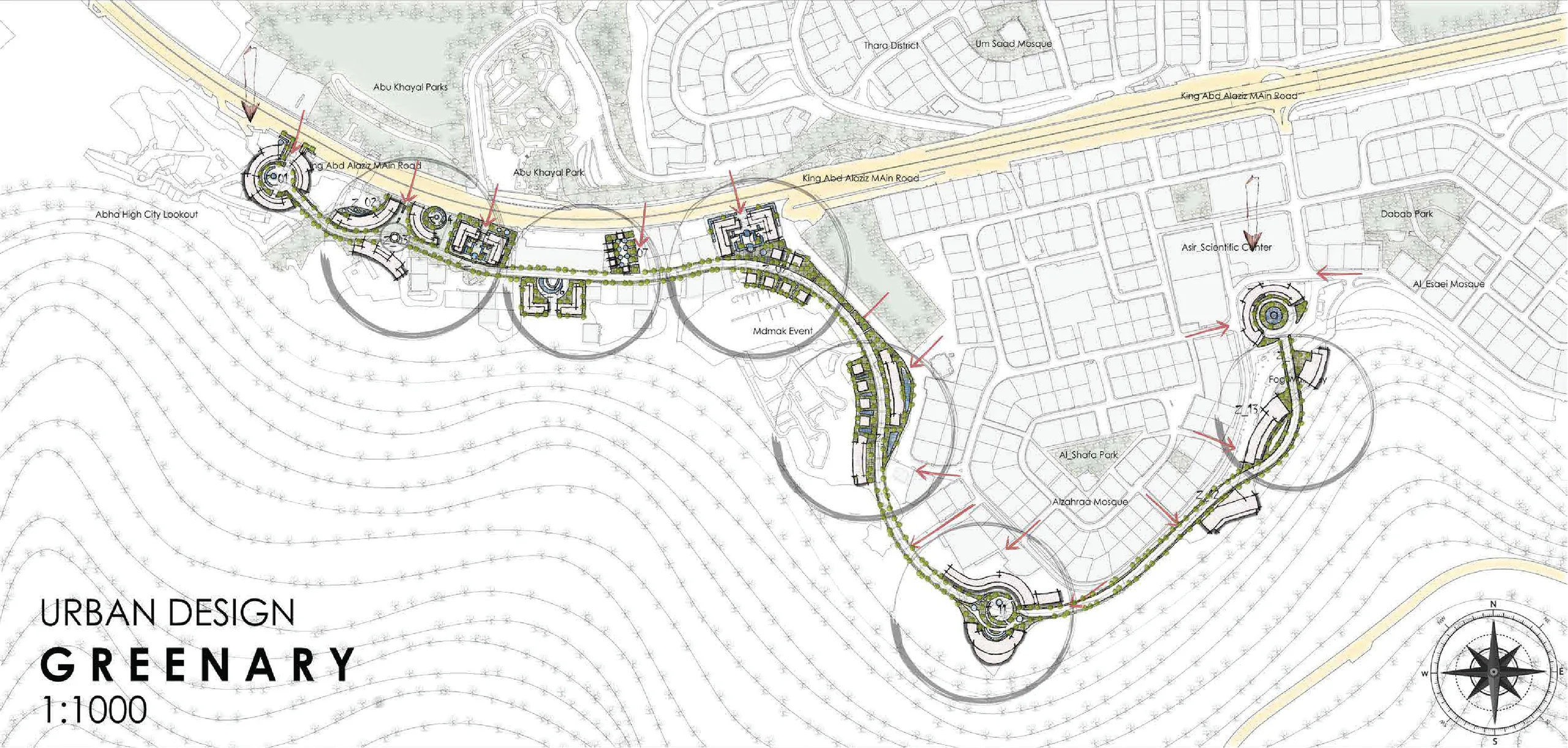 Urban design greenery plan at 1:1000