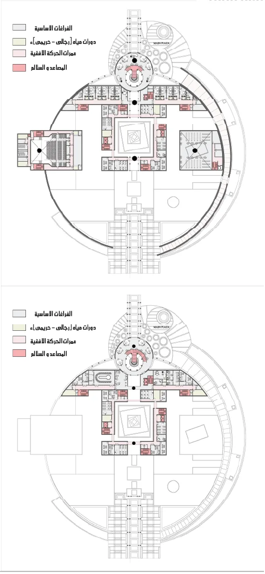 Floor plans showing spatial organisation